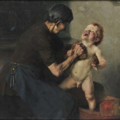 Cold Shower by Georgios Jakobides – Realism Genre Oil Reproduction on Canvas (1898)
