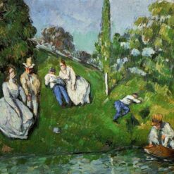 Couples by a Pond" | Paul Cézanne | 1875 Impressionist Oil on Canvas Painting