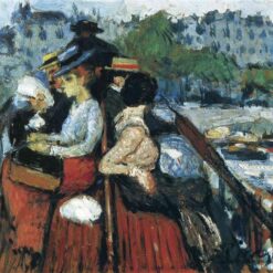 Inspired by Picasso: Crossing the Seine on the Upper Deck – 1901 Blue Period Genre Oil Painting