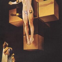 Surrealist & Realist Oil Painting - "Crucifixion (Corpus Hypercubicus)" Inspired by Salvador Dalí