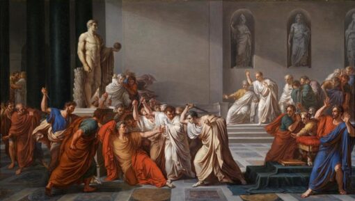La Morte di Cesare by Camuccini – Handcrafted Neoclassical Masterpiece Reproduction, 1804-1806