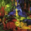 Hand-Painted Franz Marc ‘Deer in the Forest II’ Oil Painting - Cubist Wildlife Art on Canvas from Dafen Village Studio
