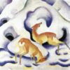 Hand-Painted Franz Marc ‘Deer in the Snow’ Oil Painting - Expressionist Wildlife Art on Canvas from Dafen Village Studio