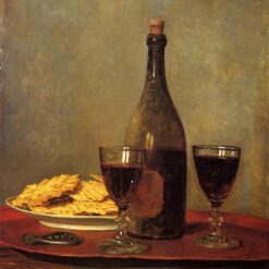 Stillleben: Zwei Gläser Rotwein by Albert Anker – Handcrafted Realist Art Reproduction