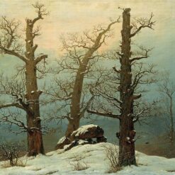 Romantic Landscape Oil Painting Dolmen in Snow by Caspar David Friedrich (1807) – Snowy Scene Art for Home and Office Decor