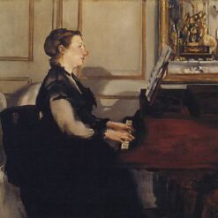 Madame Manet at the Piano – Inspired by Edouard Manet (1868) Realist Portrait Oil Painting on Canvas
