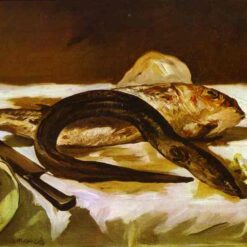 Eel and Red Mullet – Inspired by Edouard Manet (1864) Realist Still Life Oil Painting