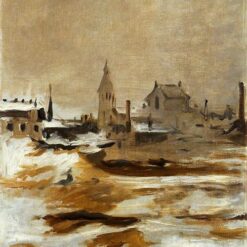 Oil Painting Inspired by Edouard Manet’s Effect of Snow at Petit-Montrouge – Cityscape Art on Canvas