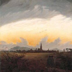 Romantic Landscape Oil Painting Neubrandenburg in the Morning Mist by Caspar David Friedrich (c.1816) – Atmospheric Cloudscape Art for Home and Office Decor