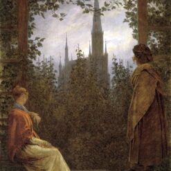 Romantic Oil Painting The Gazebo by Caspar David Friedrich (1818) – Tranquil Landscape Art for Home and Office Decor