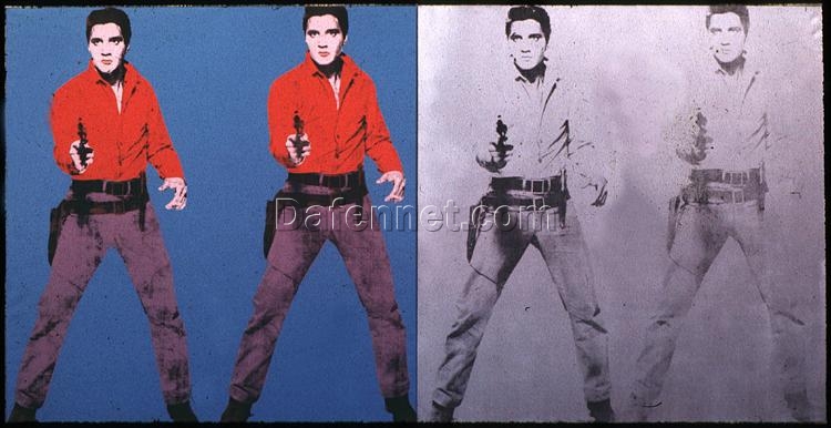 Authentic – Feeling ‘Elvis I & II’ Inspired Silkscreen and Acrylic Painting, 1963 Look, from Dafen Village, after Andy Warhol