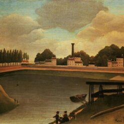 Henri Rousseau – Family Fishing (1895) – A Peaceful Cityscape in Naïve Style