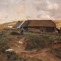 Realism Landscape Painting: Farmhouse in Bavaria by Georgios Jakobides – Oil Reproduction on Canvas