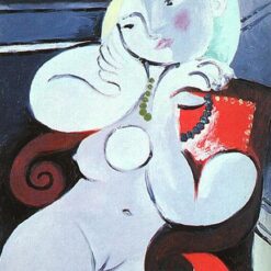Oil Painting Inspired by Picasso’s Neoclassicist & Surrealist Period – 'Female Nude Sitting in Red Armchair' (1932) Cubist Art on Canvas