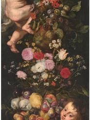 Festoon of Flowers and Fruits with Angels – Baroque Still Life by Peter Paul Rubens