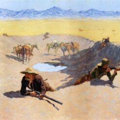 Frederic Remington’s Fight for the Water Hole – 1903 Impressionist Genre Painting Replica