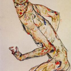 Expressionist Nude Oil Painting 'Fighter' – Egon Schiele 1913 Inspired Artwork