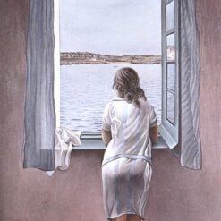Figure at a Window" Inspired by Salvador Dalí - 1925 Realist Oil Painting on Canvas