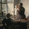 Realism Genre: First Steps by Georgios Jakobides – Oil Reproduction on Canvas (1892)