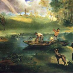 Fishing – Inspired by Edouard Manet (1863) Impressionist Genre Painting on Canvas