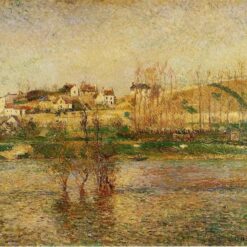 Flood in Pontoise" (1882) | Iconic Impressionist Oil Painting by Camille Pissarro
