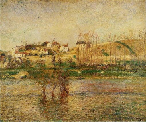 Flood in Pontoise” (1882) | Iconic Impressionist Oil Painting by Camille Pissarro
