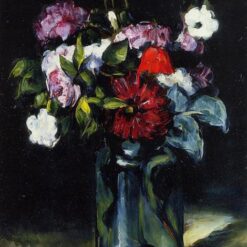 Impressionist Still Life: Flowers in a Vase" – 1873 Oil Painting by Paul Cézanne