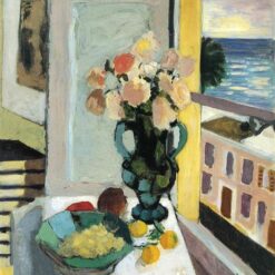 Henri Matisse Inspired Still Life – Flowers in Front of a Window (1922) – Post-Impressionist Oil Painting