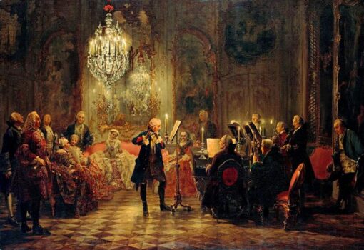 Menzel’s ‘Flute Concert with Frederick the Great’ – Authentic Oil Painting Reproduction in Realism Style
