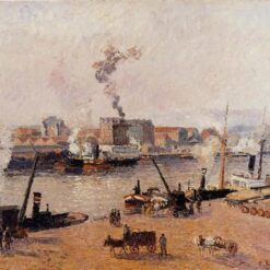 Impressionist Foggy Morning, Rouen" (1896) – Classic Cityscape by Camille Pissarro