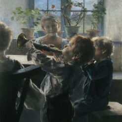 Fragment from the 'Children's Concert' by Georgios Jakobides – Realism Genre Oil Reproduction on Canvas (1899)
