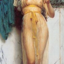 Girl with a Mirror by John William Godward | 1892 Neoclassical Portrait Oil Painting
