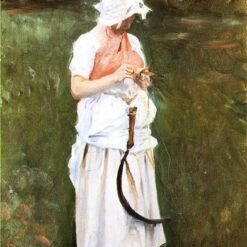 Oil Painting Inspired by John Singer Sargent's Girl with a Sickle – Impressionist Portrait on Canvas
