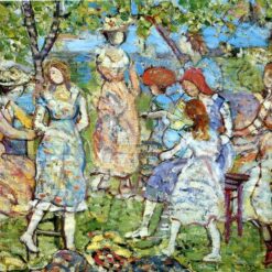 Girls in the Park by Maurice Prendergast – Vibrant Post-Impressionist Oil Painting on Canvas