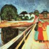 Girls on a Bridge by Edvard Munch – 1899-1900 Expressionist Oil Painting