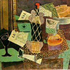 Oil Painting Inspired by Picasso’s Synthetic Cubism – 'Glass and Bottle of Straw Rum' (1914) Still Life on Canvas