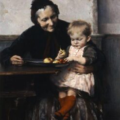 Realism Genre: Grandma's Favourite by Georgios Jakobides – Oil Reproduction on Canvas (1893)