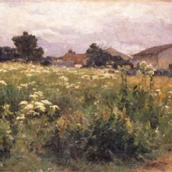 Realism Landscape: Grassy Field by Georgios Jakobides – Oil Reproduction on Canvas (c. 1890)