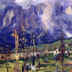 John Singer Sargent Oil Painting – Graveyard in the Tyrol, 1914-1915, Impressionist Landscape