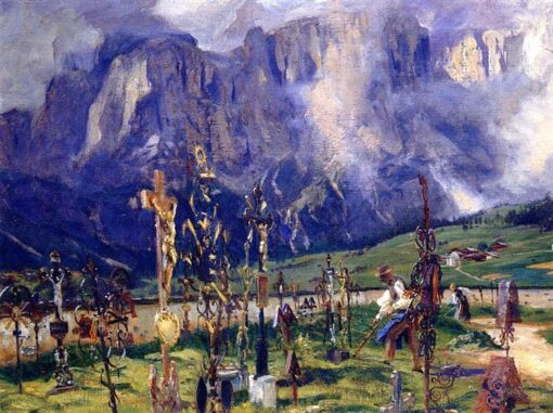 John Singer Sargent Oil Painting – Graveyard in the Tyrol, 1914-1915, Impressionist Landscape