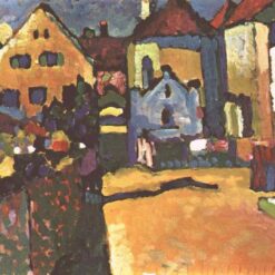 Wassily Kandinsky – Grungasse in Murnau (1909) Cityscape, Oil on Cardboard