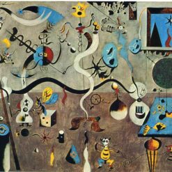 Inspired by Joan Miró’s Harlequin's Carnival (1924-1925) – Abstract Surrealist Figurative Oil Painting (66 x 93 cm)