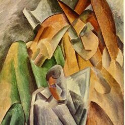 Analytical Cubism Genre Painting Inspired by Pablo Picasso – 'Harlequin's Family' Oil on Canvas