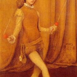 Harmony in Yellow and Gold: The Gold Girl by Whistler – 1873 Oil Painting of Connie Gilchrist