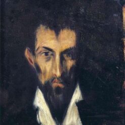 Inspired by Picasso: Head of a Man in El Greco Style – 1899 Early Years Portrait in Oil on Canvas