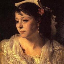 Oil Painting Inspired by John Singer Sargent’s Head of an Italian Woman – Realistic Portrait Art on Canvas