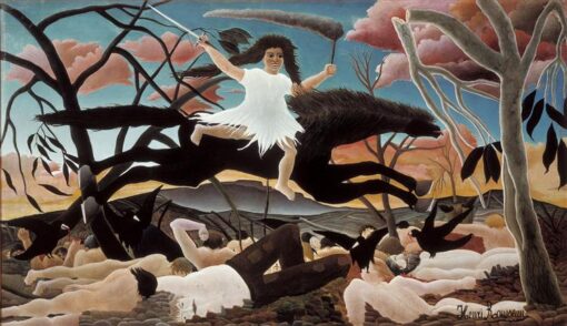Henri Rousseau “War or the Ride of Discord” Oil Painting Reproduction – Naïve Art Allegorical Painting on Canvas