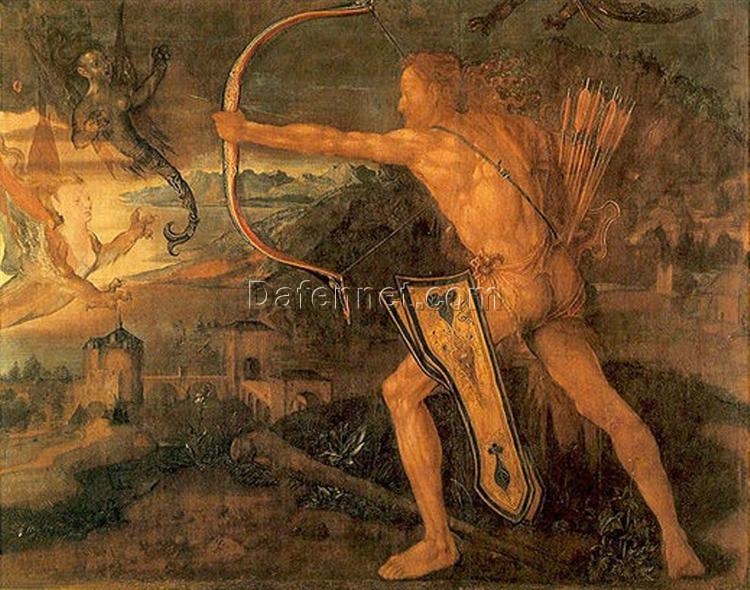Mythological Art: Hercules Kills the Symphalic Bird by Albrecht Dürer – 1520 Oil Painting Reproduction on Canvas