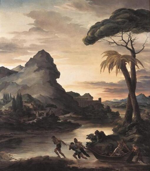 Romantische Landschaftskunst: „Heroische Landschaft mit Fischern“ von Théodore Géricault – Ölgemälde-Reproduktion