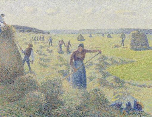 The Harvest of Hay in Eragny” by Camille Pissarro – Neo-Impressionist Rural Landscape (1887)